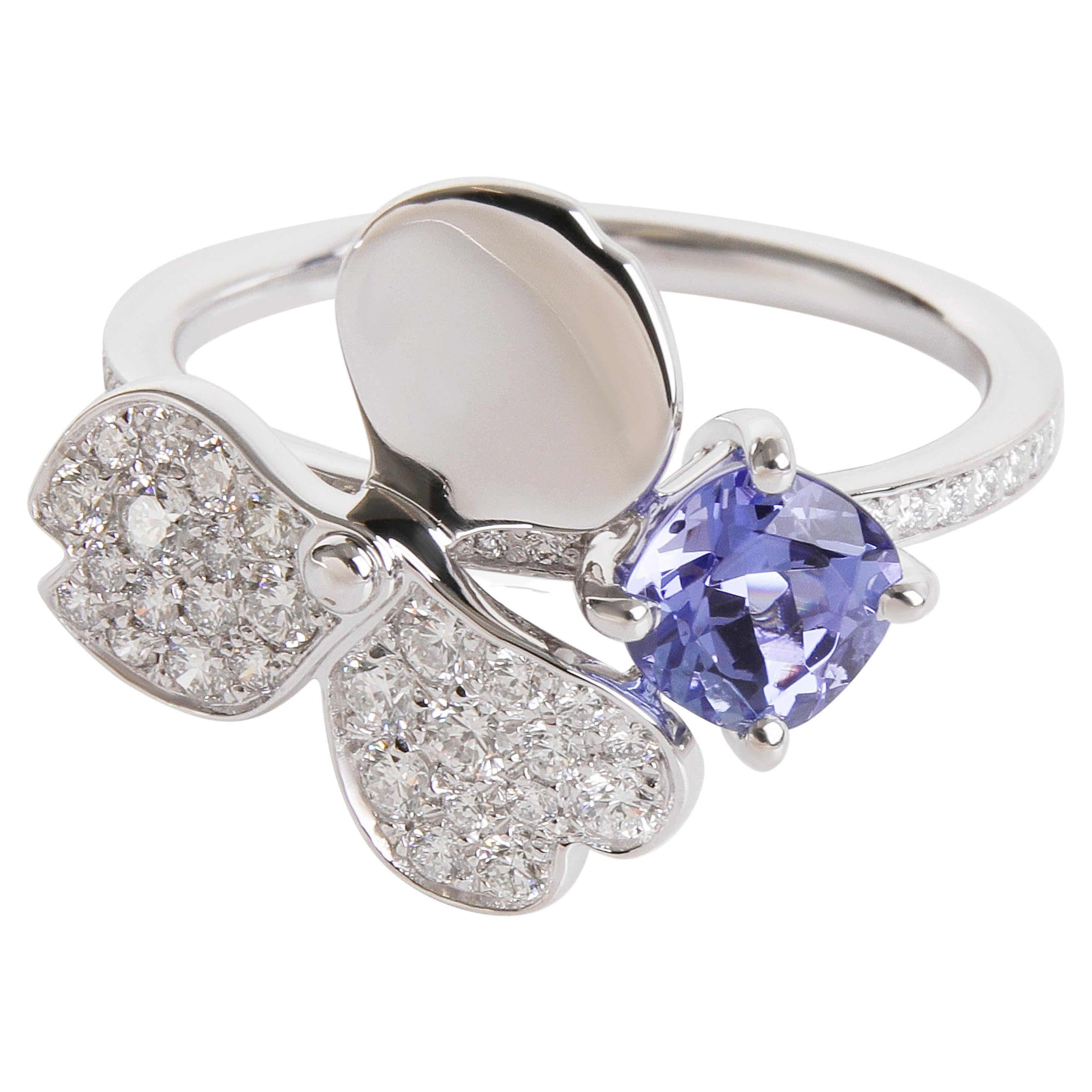 Tiffany & Co. Bague fleurs en papier avec tanzanite et diamants en platine