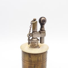 Tiffany Co. Paris 1919 French Table Petrol Lighter In Brass & Carved White Nacre