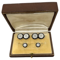 Antique Tiffany & Co Paris Art Deco Cufflinks & Studs in Gold, Onyx, MOP and Diamonds