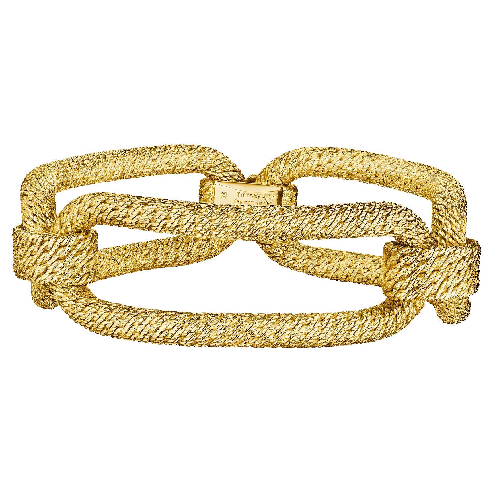 Tiffany & Co. Paris George L'Enfant Modernist Textured Gold Long Link Bracelet