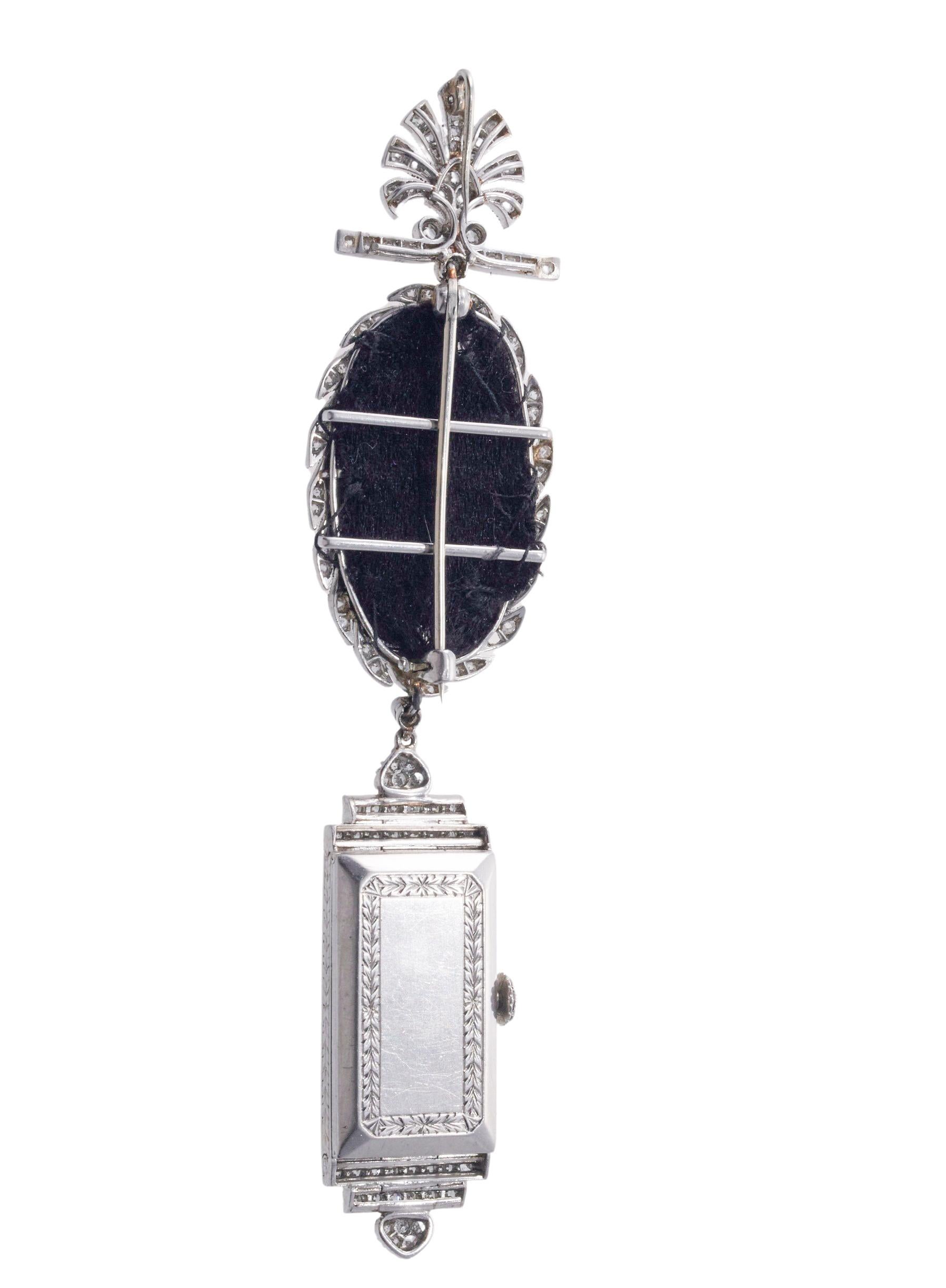 Women's or Men's Tiffany & Co Patek Philippe Iconic Edwardian Platinum Diamond Lapel Watch  For Sale