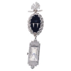 Tiffany & Co Patek Philippe Iconic Edwardian Platinum Diamond Lapel Watch 