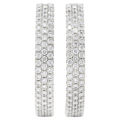 Tiffany & Co. Pave Diamond 18 Karat White Gold Hoop Metro Earrings
