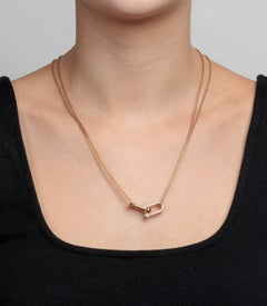 Tiffany & Co. Pave Diamond 18ct Rose Gold Hardwear Large Double Link Pendant