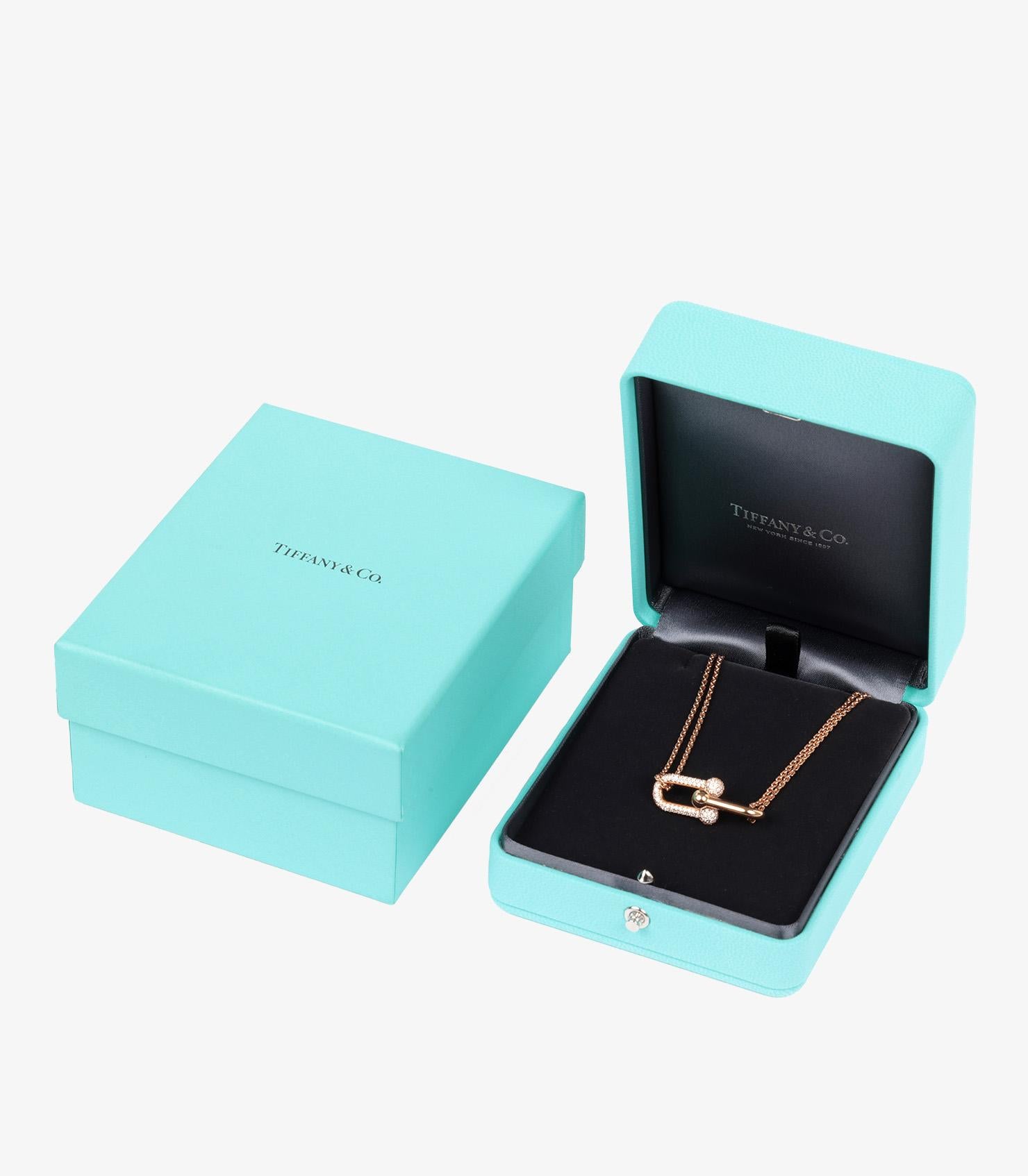 Women's or Men's Tiffany & Co. Pave Diamond 18ct Rose Gold Hardwear Large Double Link Pendant For Sale