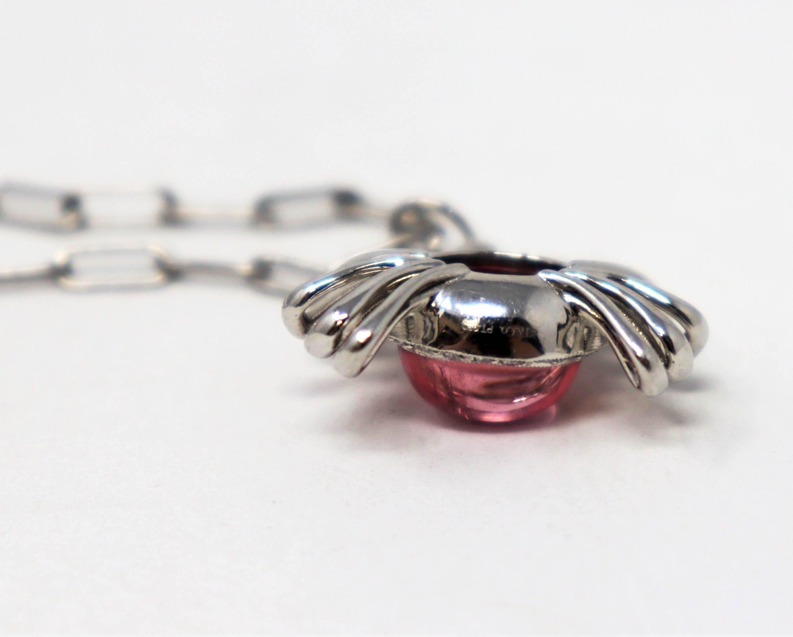 Tiffany & Co. Pave Diamond and Pink Tourmaline Crab Pendant Necklace in Platinum 1