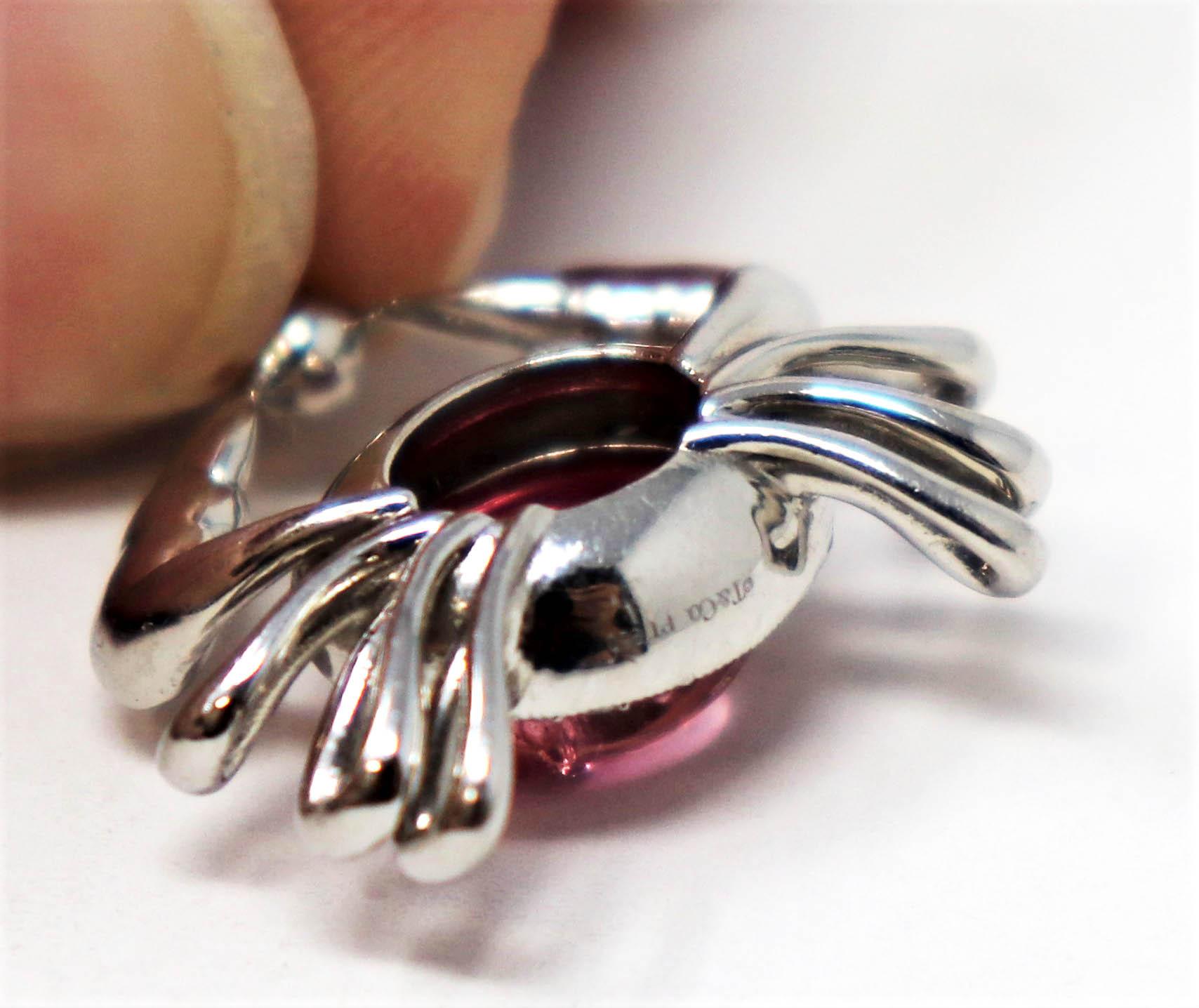 Tiffany & Co. Pave Diamond and Pink Tourmaline Crab Pendant Necklace in Platinum 2