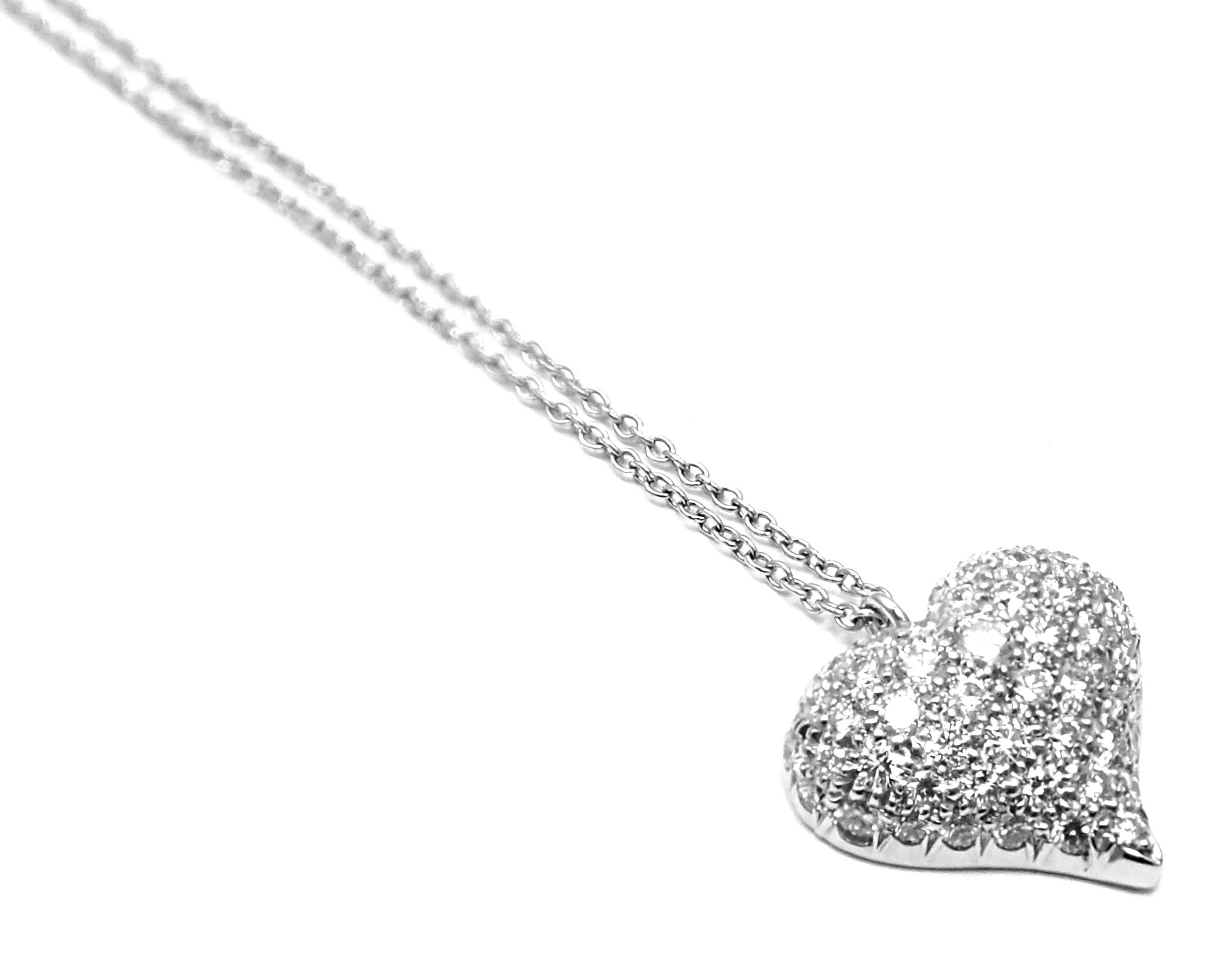 Tiffany & Co. Pavé Diamond Heart Platinum Pendant Necklace 3