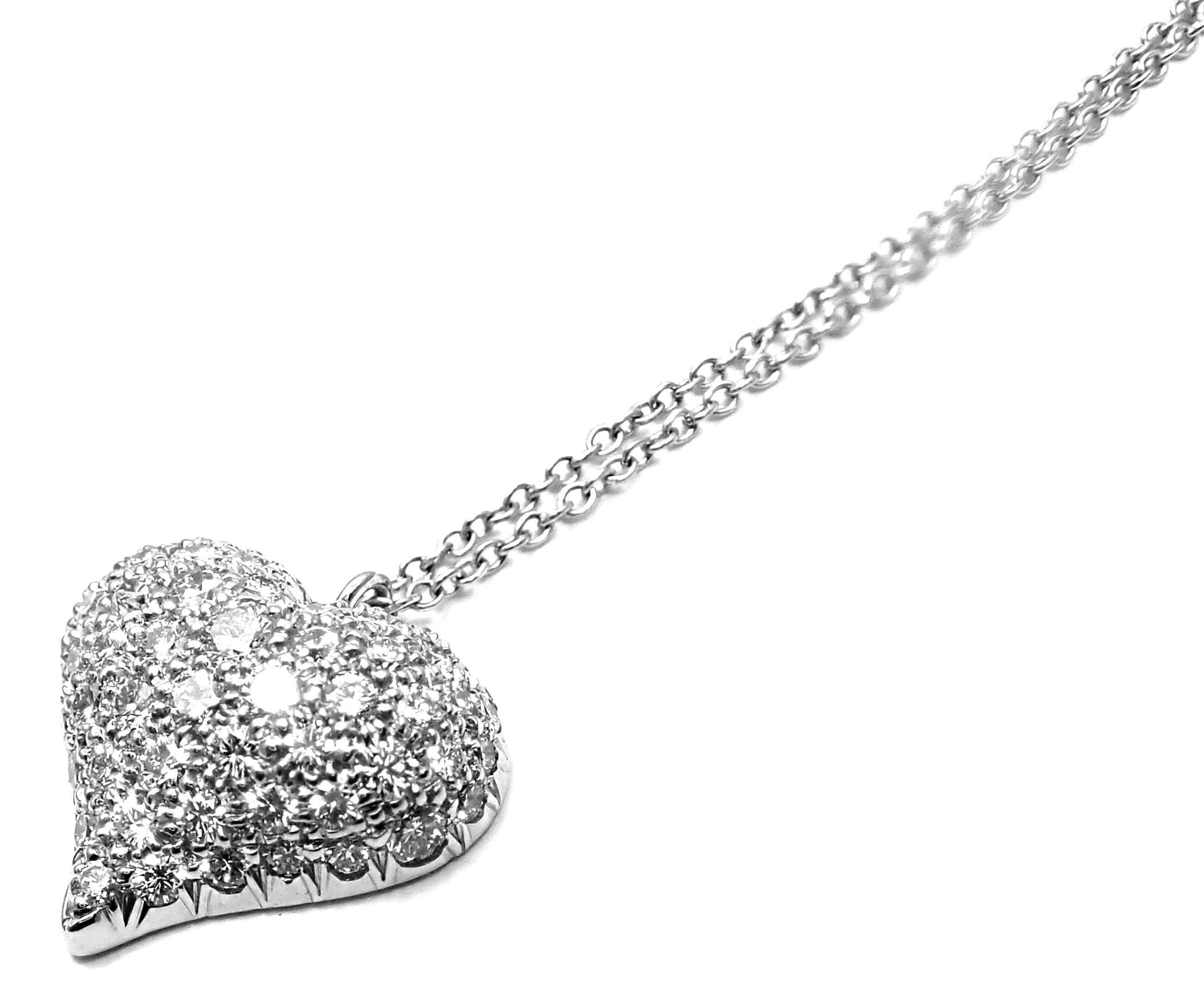 Tiffany & Co. Pavé Diamond Heart Platinum Pendant Necklace 4