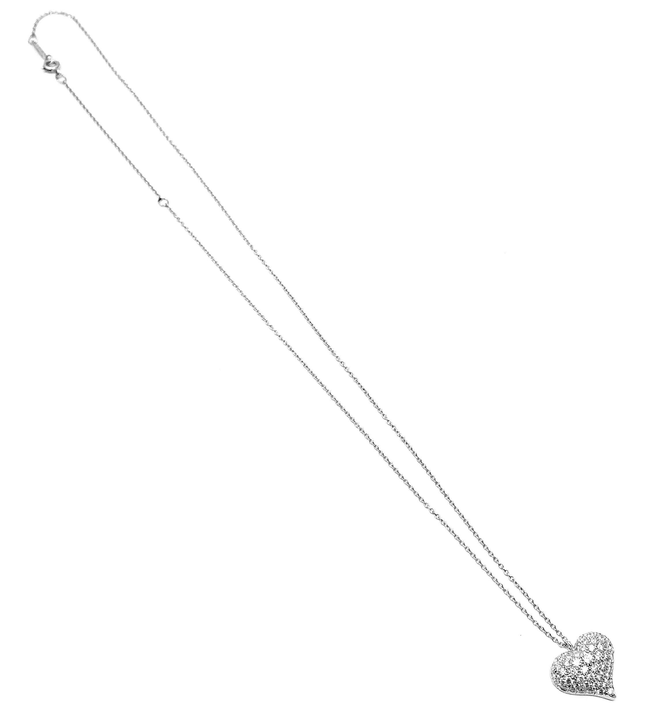 Tiffany & Co. Pavé Diamond Heart Platinum Pendant Necklace 1