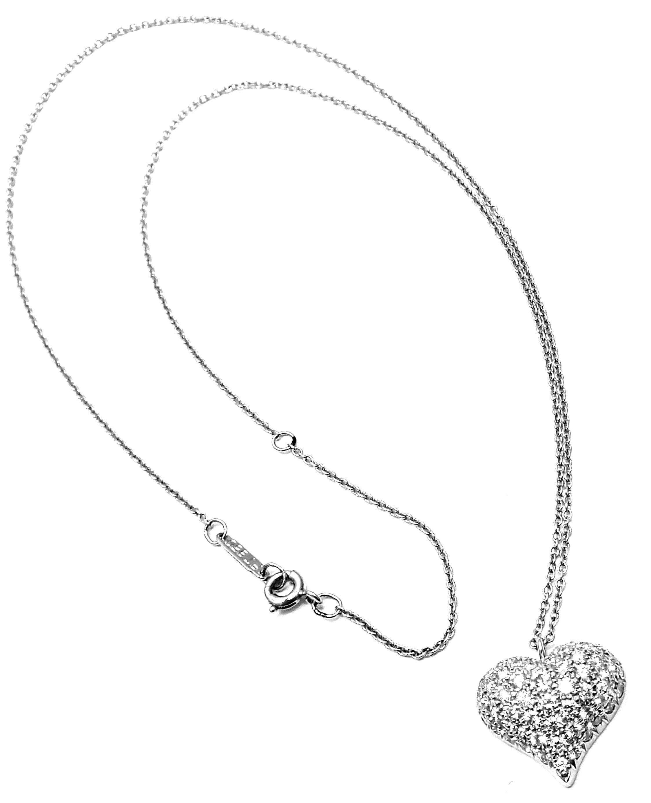 Tiffany & Co. Pavé Diamond Heart Platinum Pendant Necklace 2