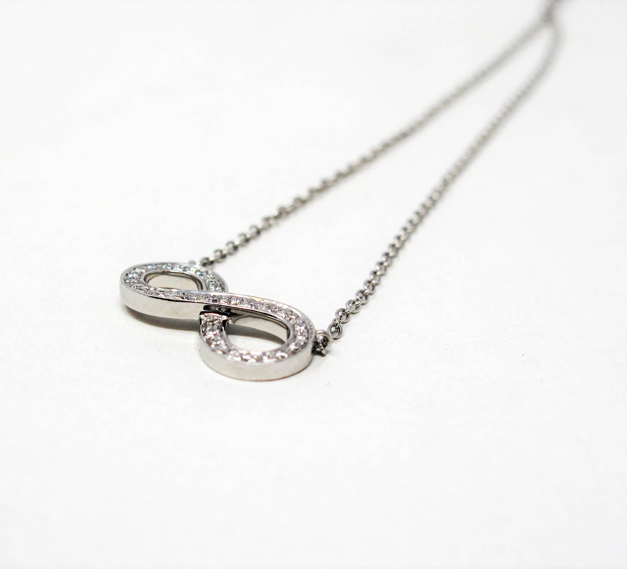 Round Cut Tiffany & Co. Pave Diamond Infinity Pendant Necklace in Platinum
