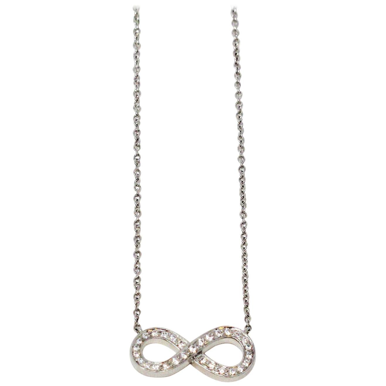 Tiffany & Co. Pave Diamond Infinity Pendant Necklace in Platinum