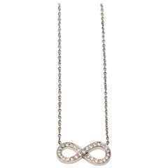 Tiffany & Co. Pave Diamond Infinity Pendant Necklace in Platinum