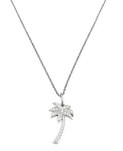 Tiffany & Co. Pave Diamond Palm Tree Motif Pendant Necklace Set in Platinum