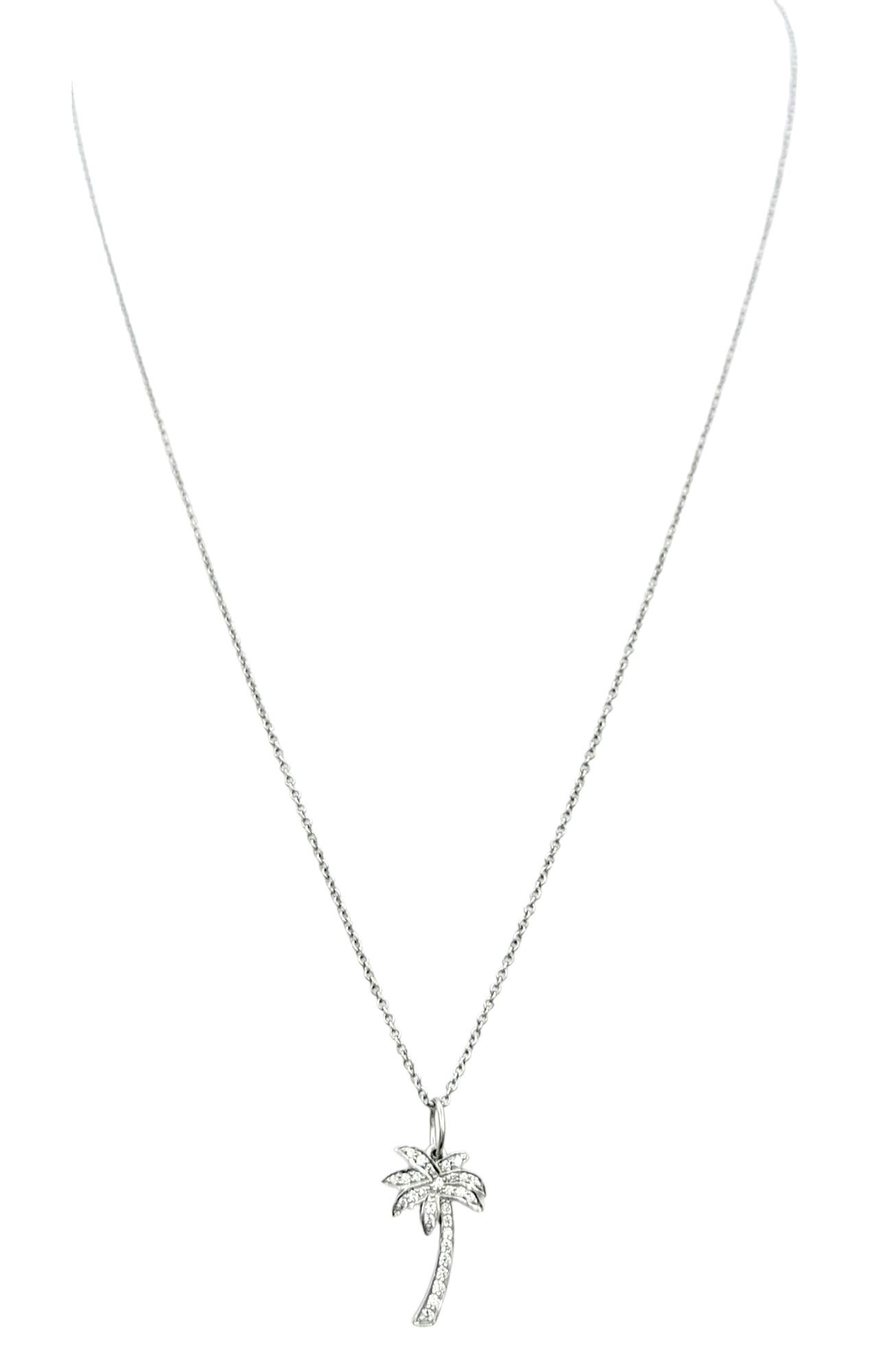 Contemporary Tiffany & Co. Pave Diamond Palm Tree Motif Pendant Necklace Set in Platinum