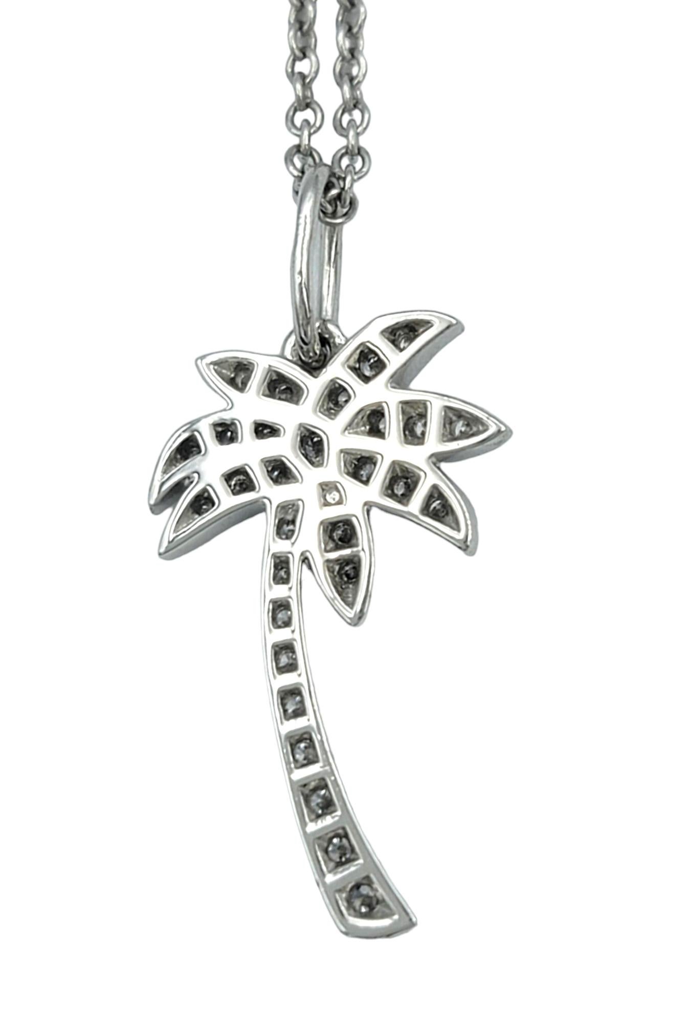 Tiffany & Co. Pave Diamond Palm Tree Motif Pendant Necklace Set in Platinum In Excellent Condition In Scottsdale, AZ