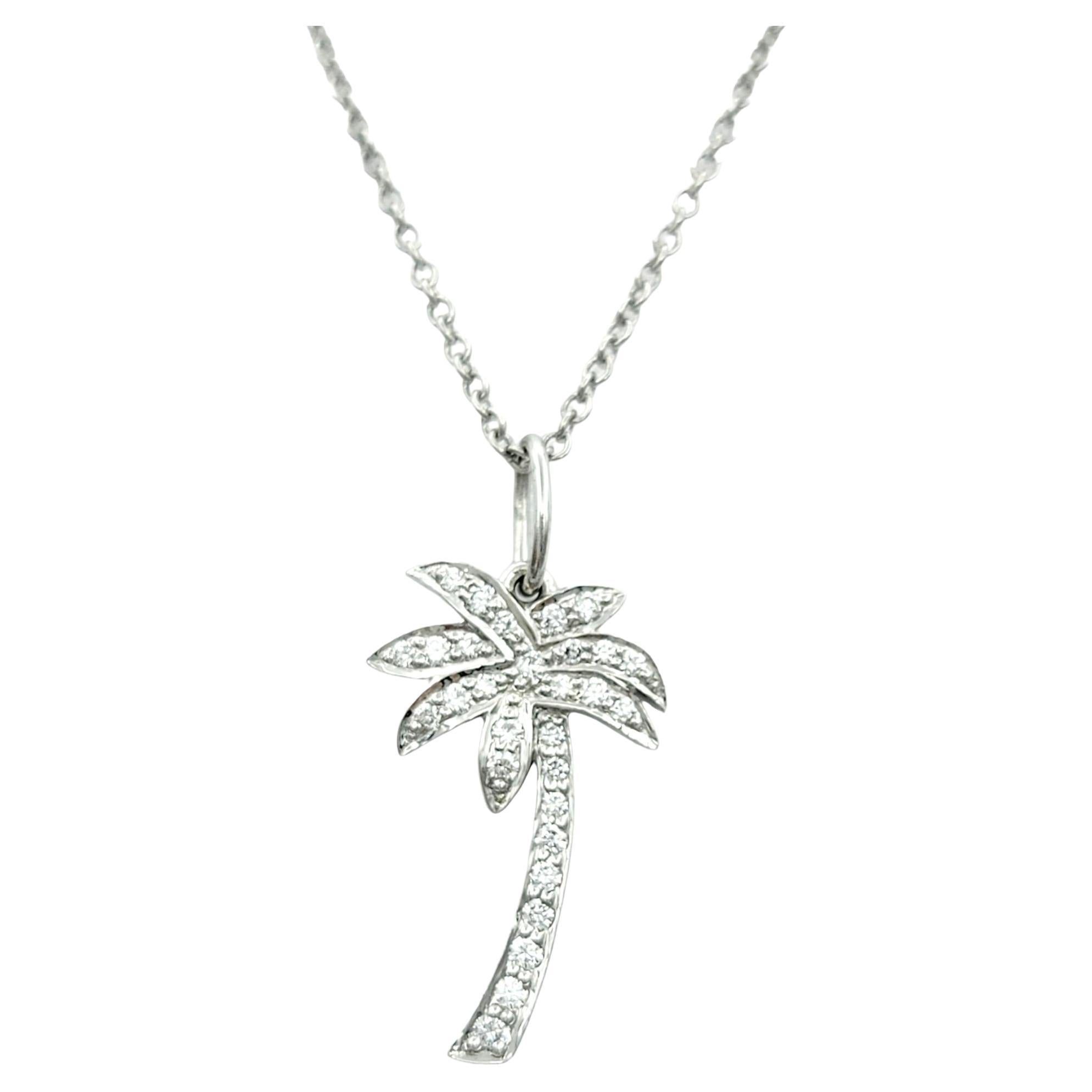 Tiffany & Co. Pave Diamond Palm Tree Motif Pendant Necklace Set in Platinum