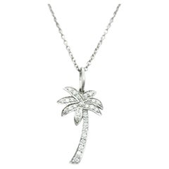 Tiffany & Co. Pave Diamond Palm Tree Motif Pendant Necklace Set in Platinum