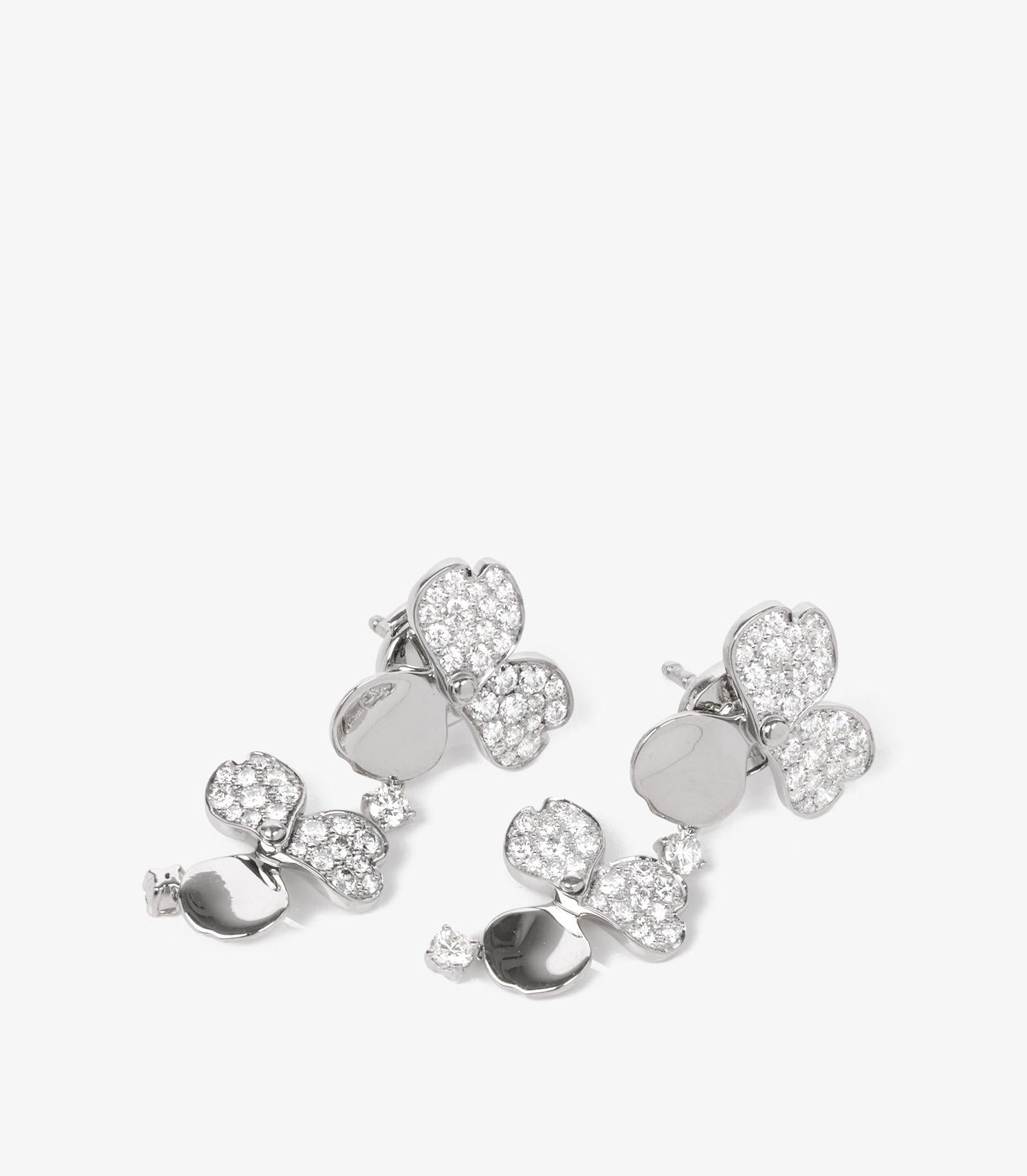 Brilliant Cut Tiffany & Co. Pave Diamond Platinum Paper Flowers Drop Earrings For Sale