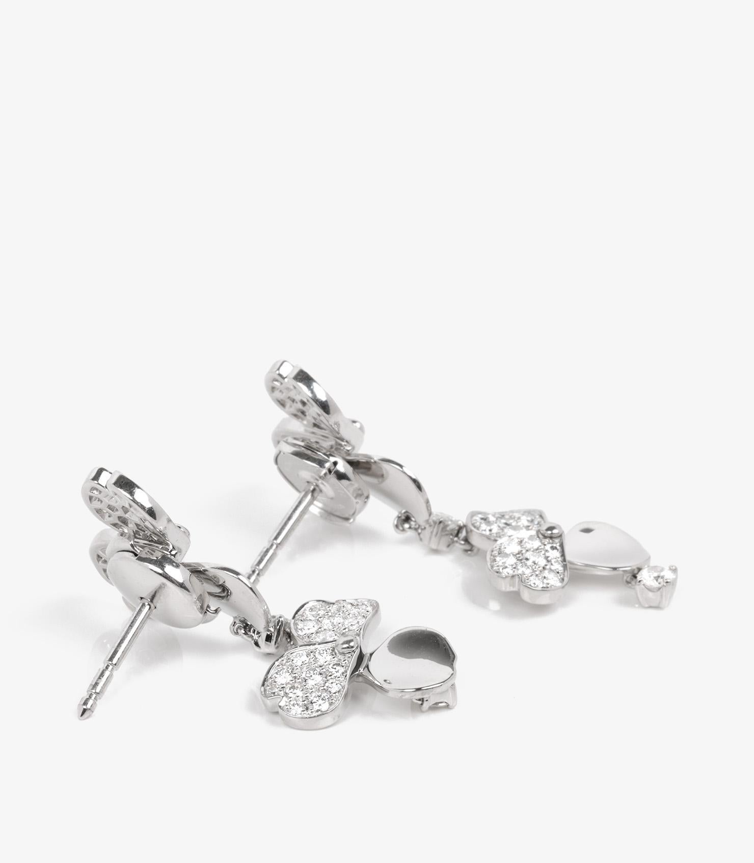 Tiffany & Co. Pave Diamond Platinum Paper Flowers Drop Earrings In Excellent Condition For Sale In Bishop's Stortford, Hertfordshire