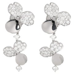 Tiffany & Co. Pave Diamond Platinum Paper Flowers Drop Earrings