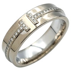 Tiffany & Co. Pave Diamond Tiffany T Band Ring in 18 Karat White Gold