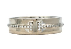 Tiffany & Co. Pave Diamond Tiffany T Band Ring in 18 Karat White Gold