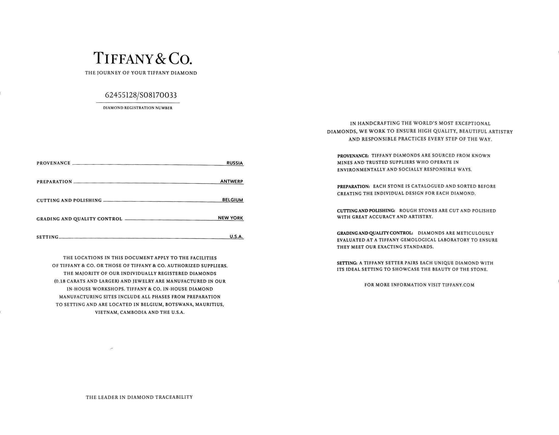 Tiffany & Co. Pave Platinum Setting Diamond Engagement Ring 2.39 Cts. Total HVVS 1