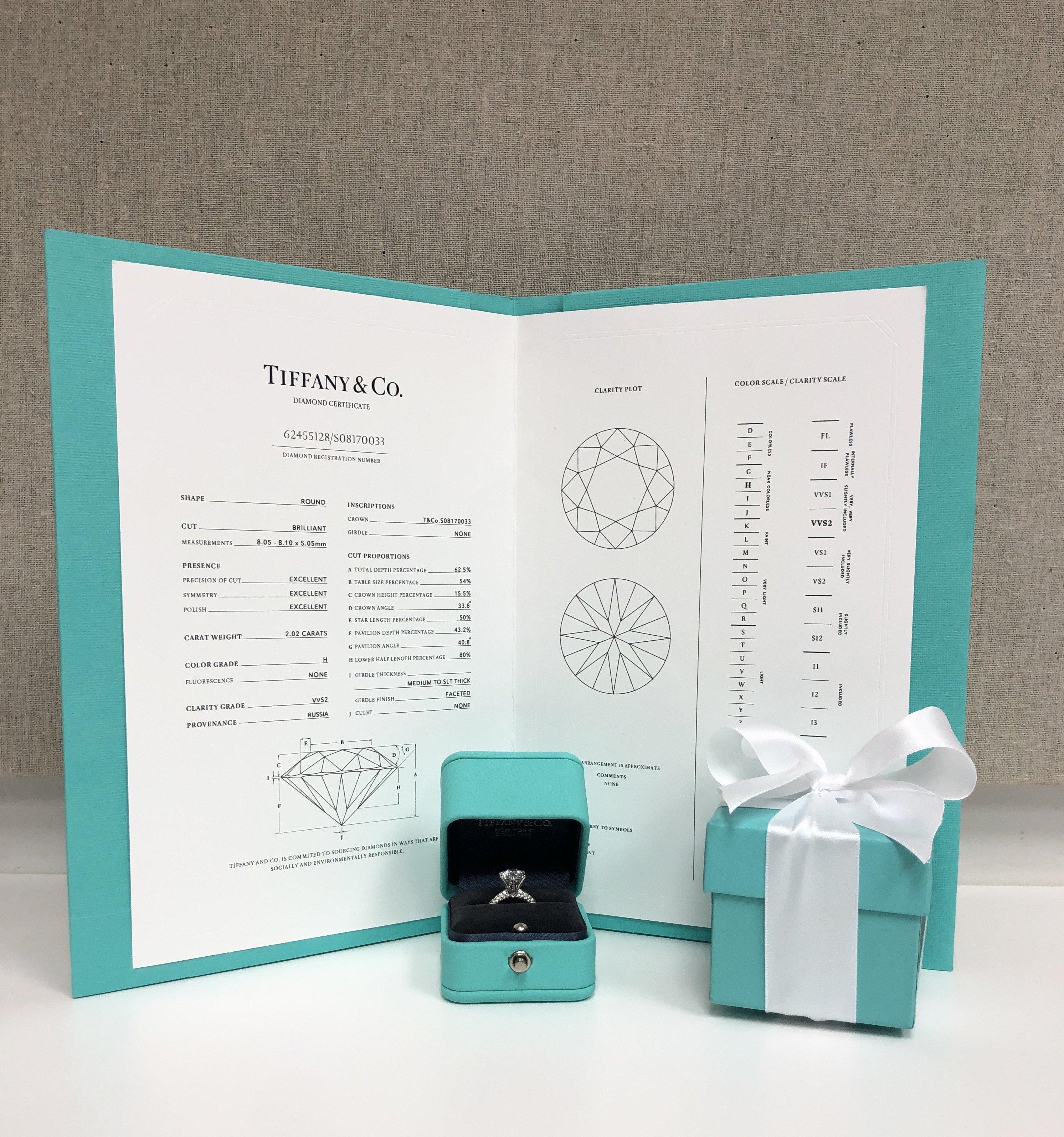 Tiffany & Co. Pave Platinum Setting Diamond Engagement Ring 2.39 Cts. Total HVVS 3