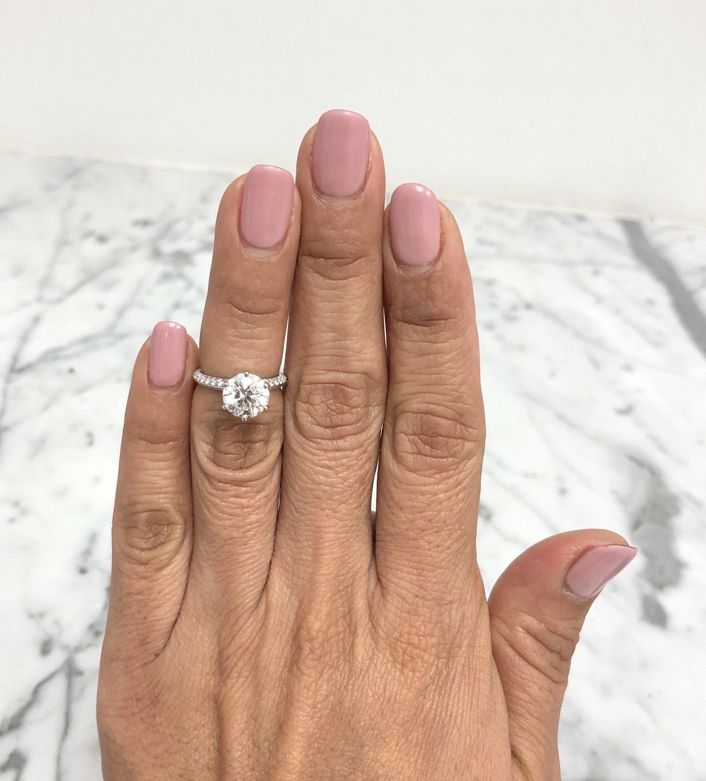 Tiffany & Co. Pave Platinum Setting Diamond Engagement Ring 2.39 Cts. Total HVVS 4