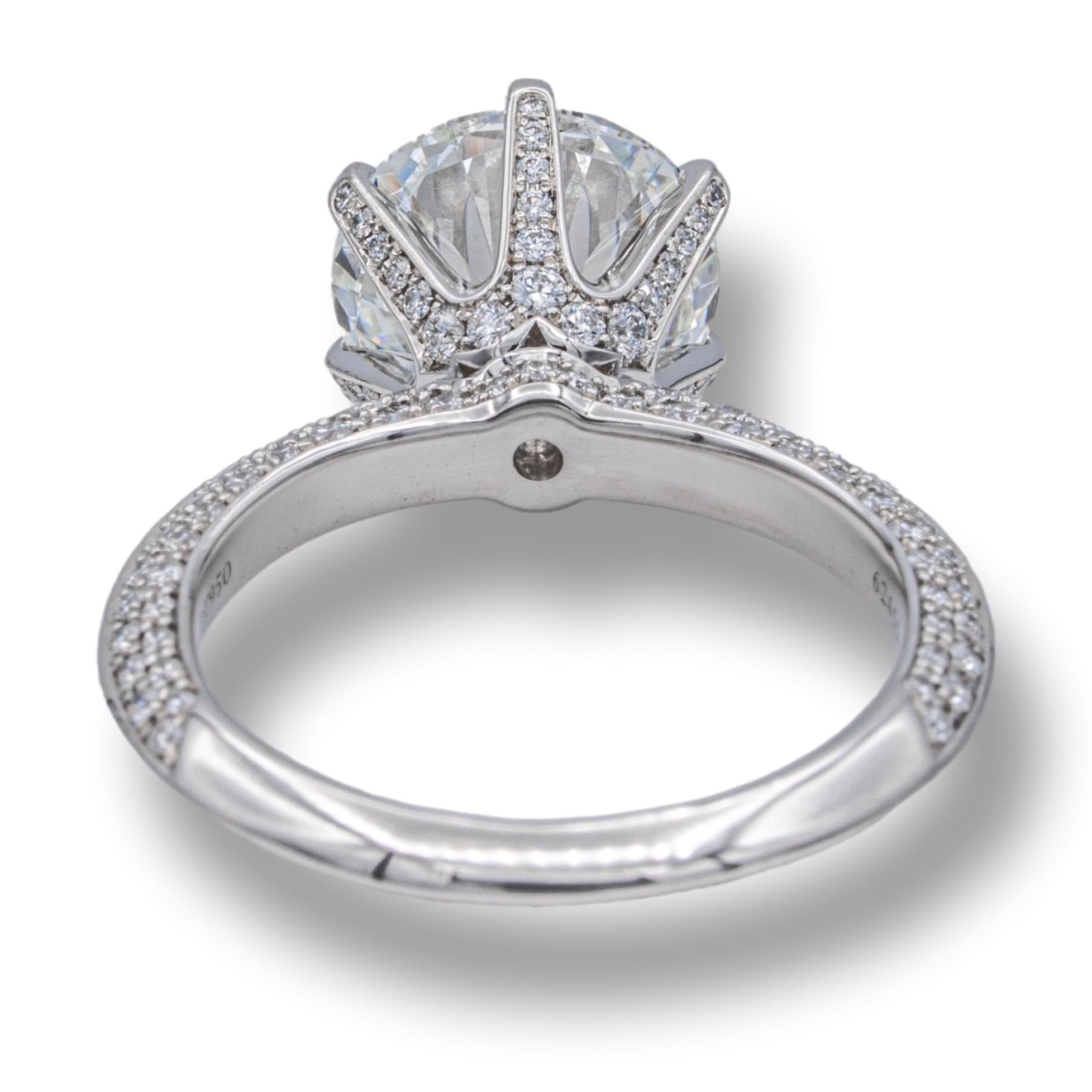 Modern Tiffany & Co. Pave Platinum Setting Diamond Engagement Ring 2.39 Cts. Total HVVS