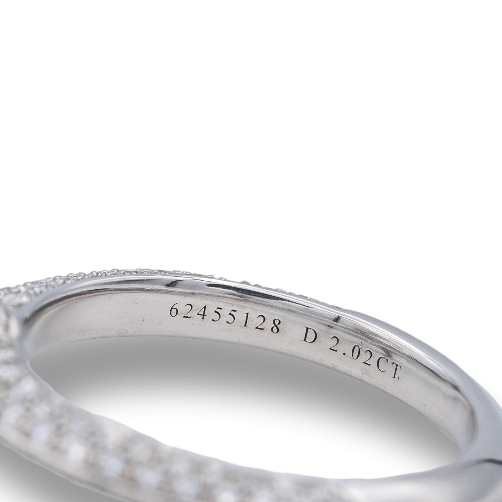 Round Cut Tiffany & Co. Pave Platinum Setting Diamond Engagement Ring 2.39 Cts. Total HVVS