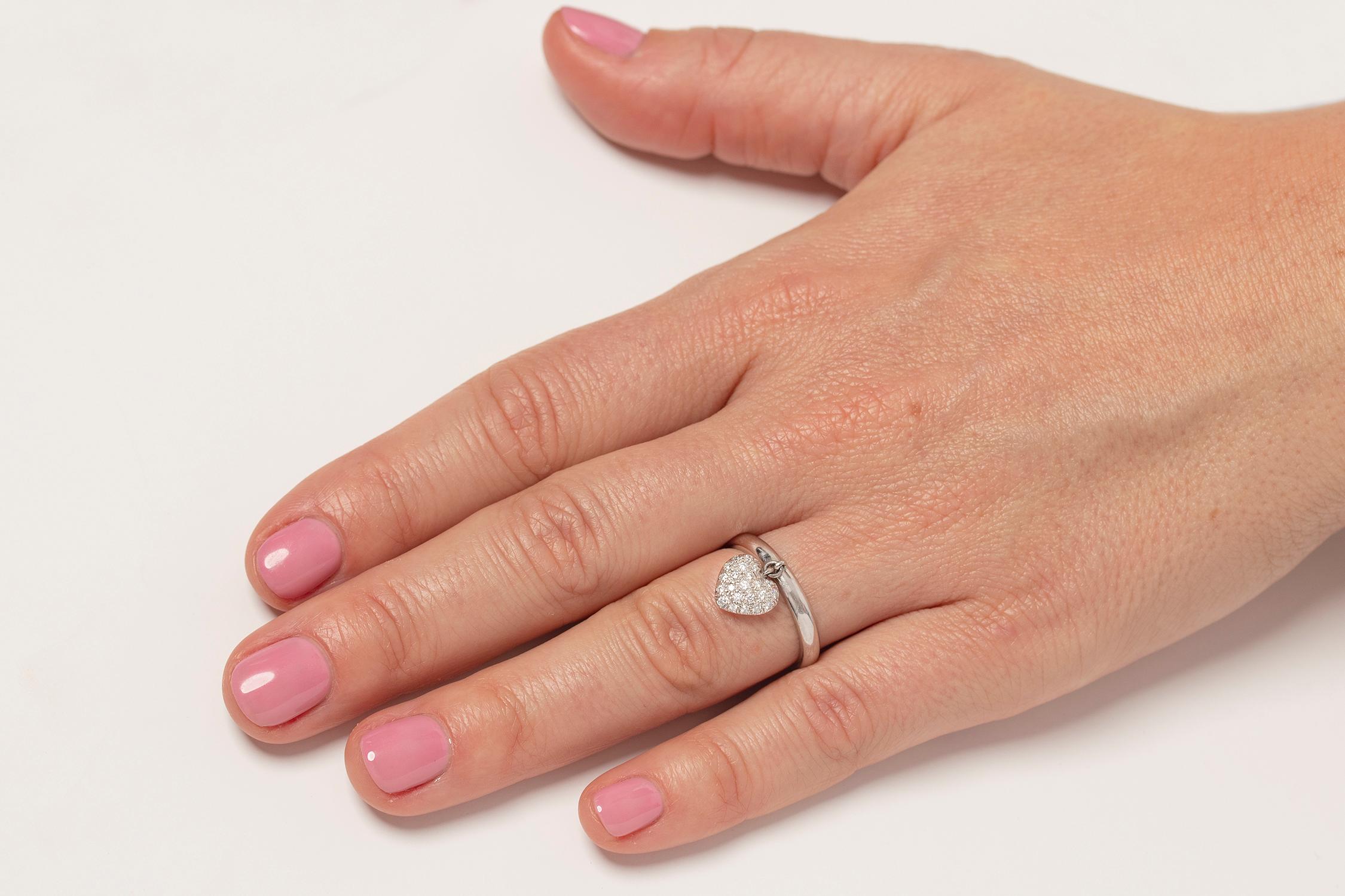 Modern Tiffany & Co. Pavé-Set Diamond Heart Cluster Ring For Sale