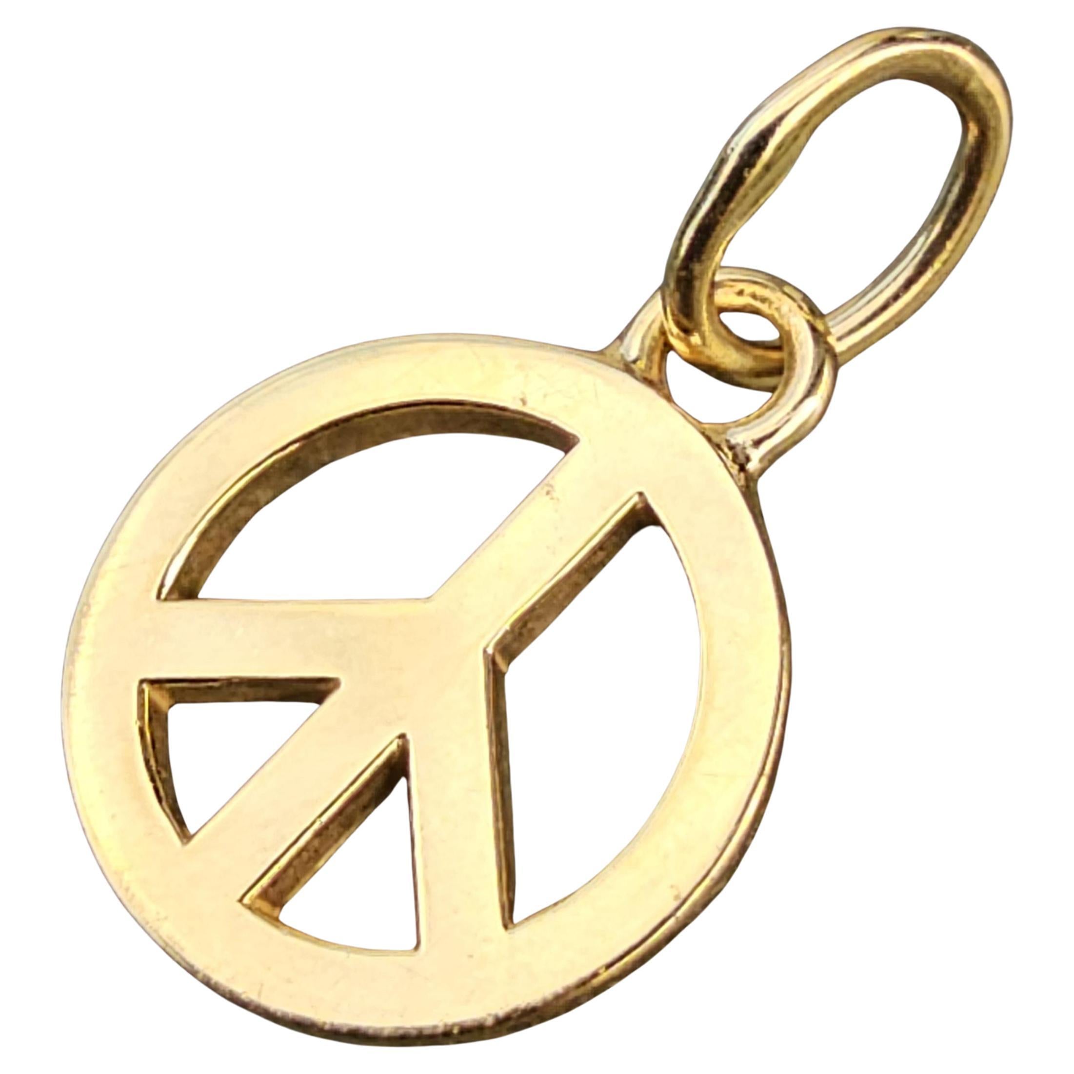 Tiffany & Co. Peace Sign Symbol 18k Gelbgold Charm Anhänger 4,7g 5/8" im Angebot
