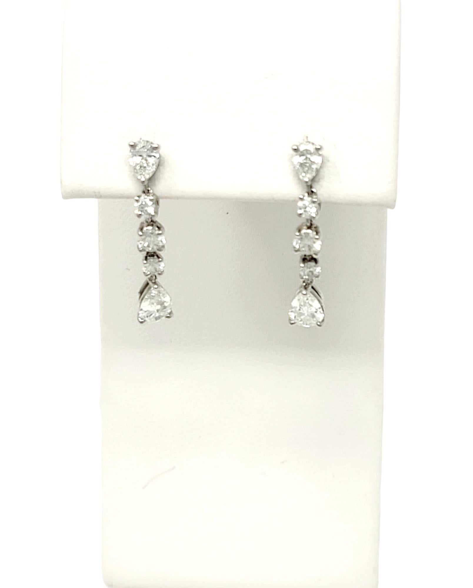 Tiffany & Co. Pear and Round Diamond Dangle Platinum Earrings 1.60 Carats Total 3