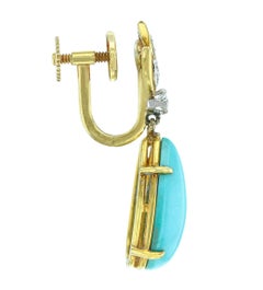 Tiffany & Co. Pear-Shape Turquoise and Diamond Earrings