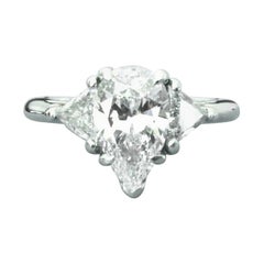 Tiffany & Co. Pear Shaped Platinum and Diamond Engagement Ring 1.29 Carat E VS2