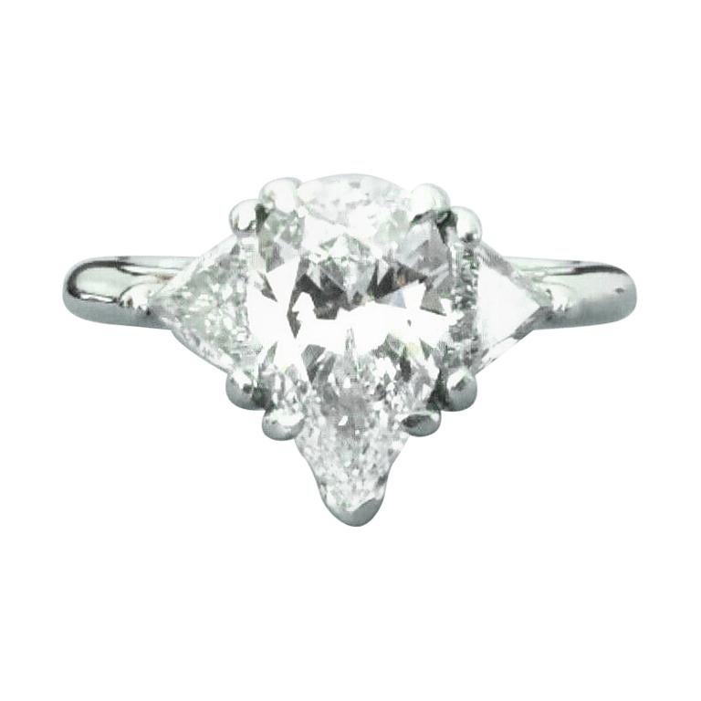 Tiffany and Co. Pear Shaped Platinum and Diamond Engagement Ring 1.29