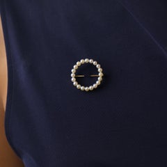 Spilla circolare con perla di Tiffany & Co. in oro giallo 14k