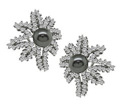 Tiffany & Co Pearl 4.00ct Diamond Fireworks Earrings