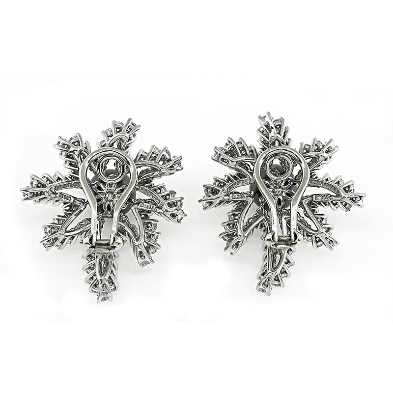 Taille ronde Boucles d'oreilles feux d'artifice en perles de 4,00ct de diamants de Tiffany & Co en vente