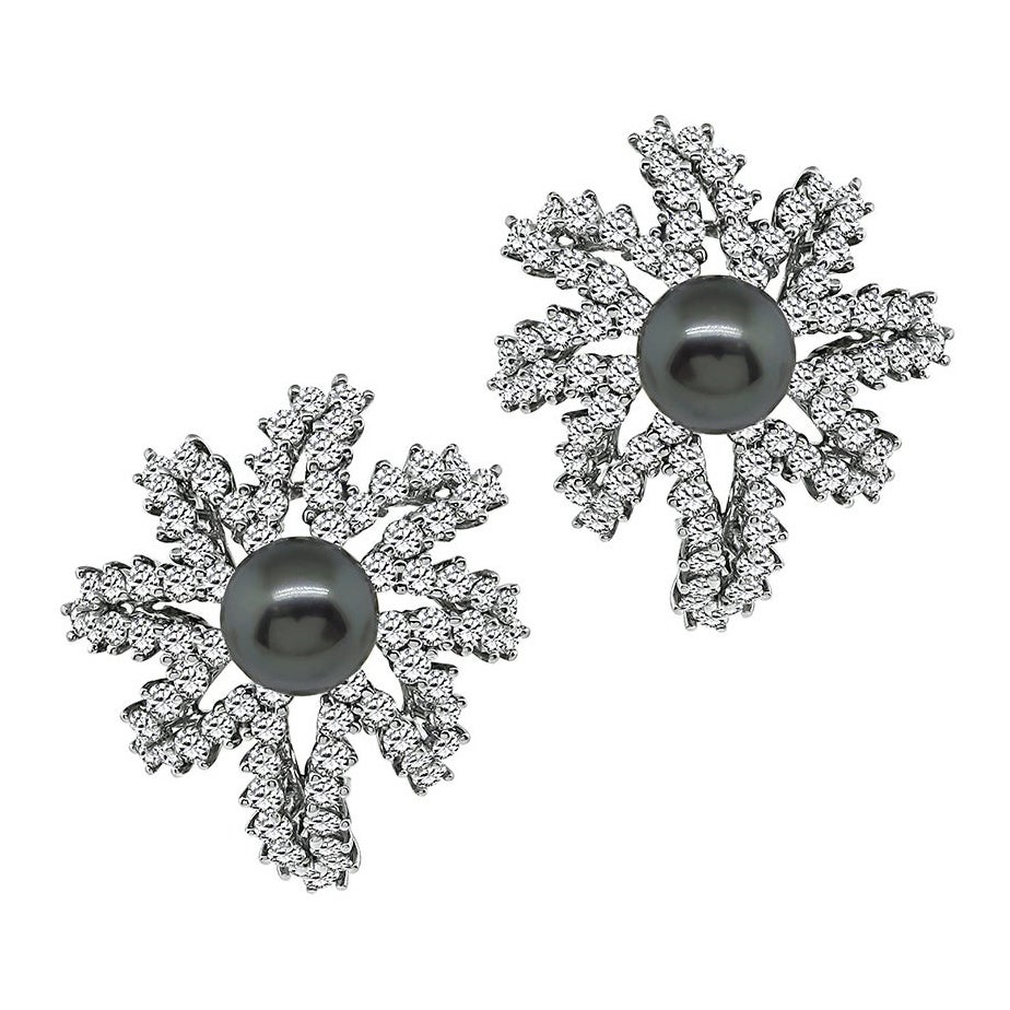 Feuerwerk-Ohrringe von Tiffany & Co mit Perlen und 4,00 Karat Diamanten