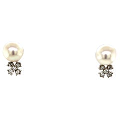 Tiffany & Co. Pearl and Diamond Earrings Set In Platinum