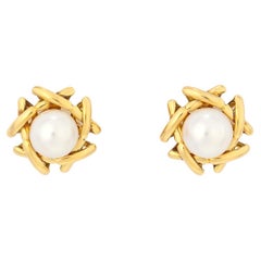 Tiffany & Co. Pearl and Gold Stud Earrings