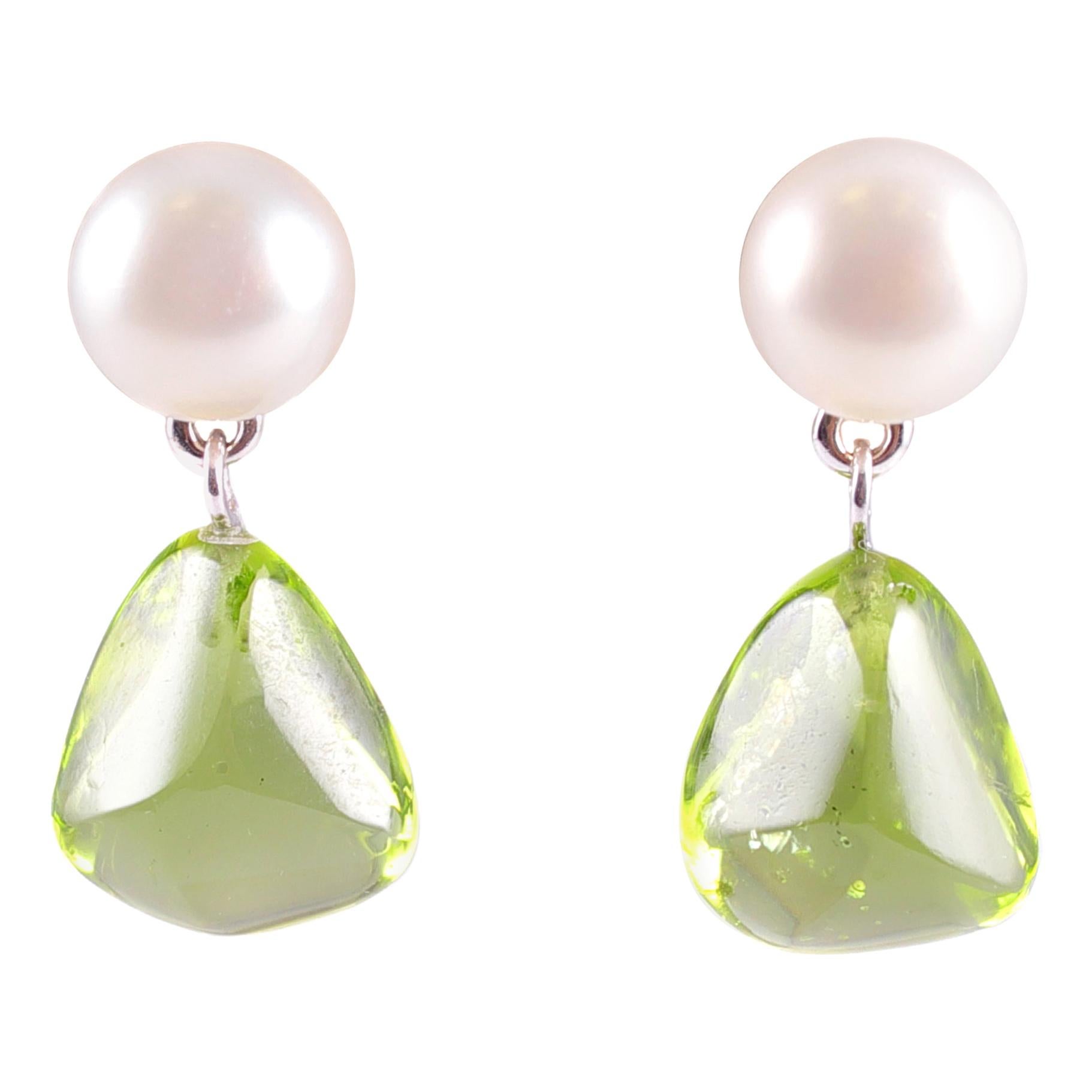 Tiffany & Co. Pearl and Peridot Drop Earrings