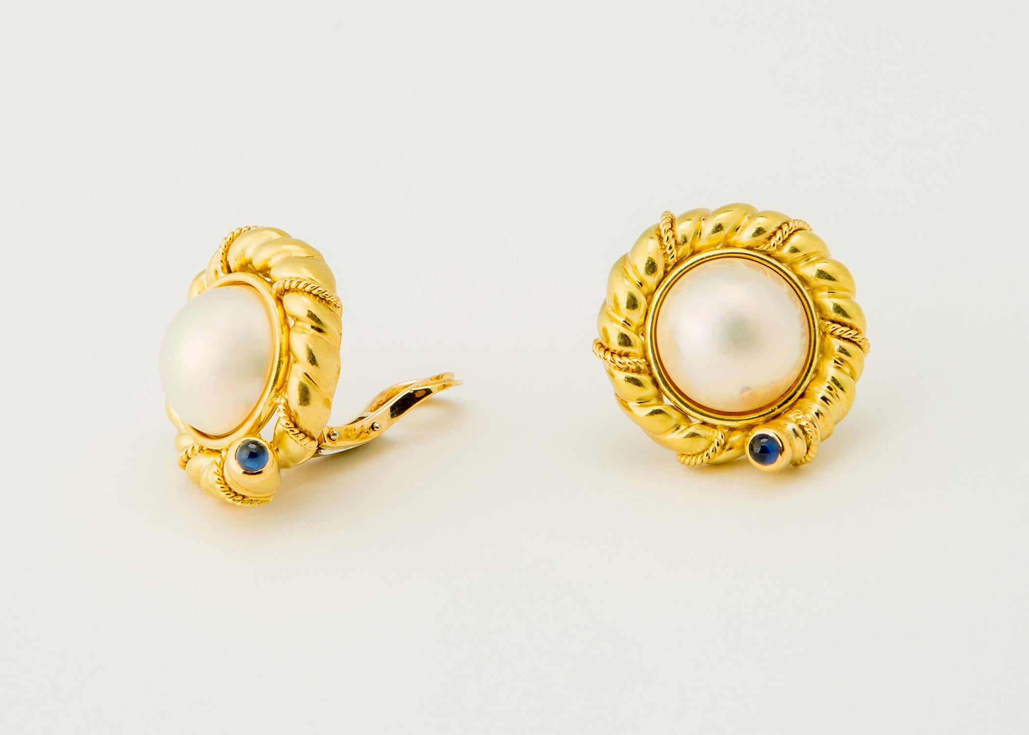 Contemporary Tiffany & Co. Pearl and Sapphire Earrings