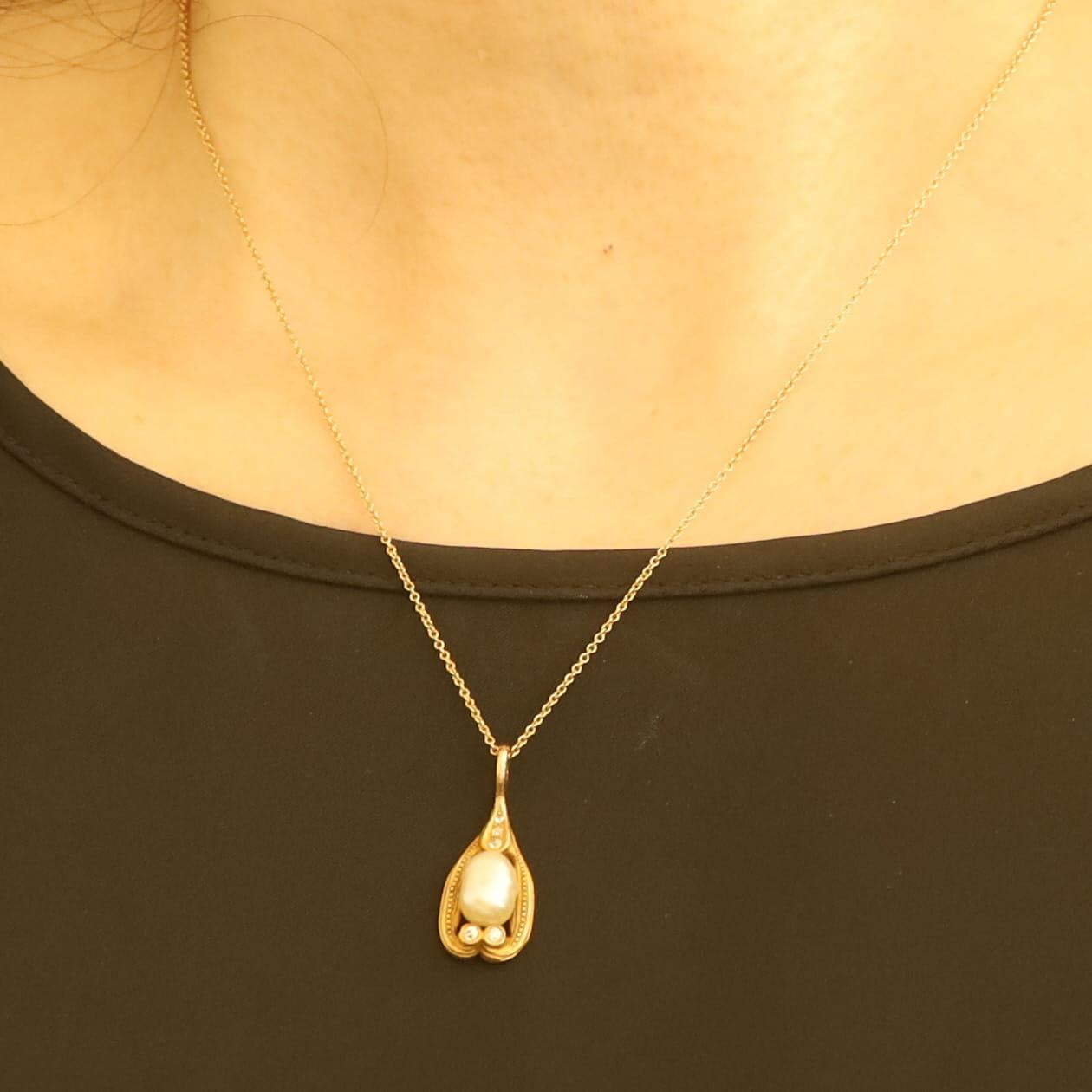 Taglio antico europeo Tiffany & Co. Perla Dia Collana edoardiana da 18