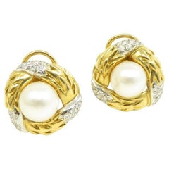 TIFFANY & Co. Pearl Diamond 18k Yellow Gold Earrings
