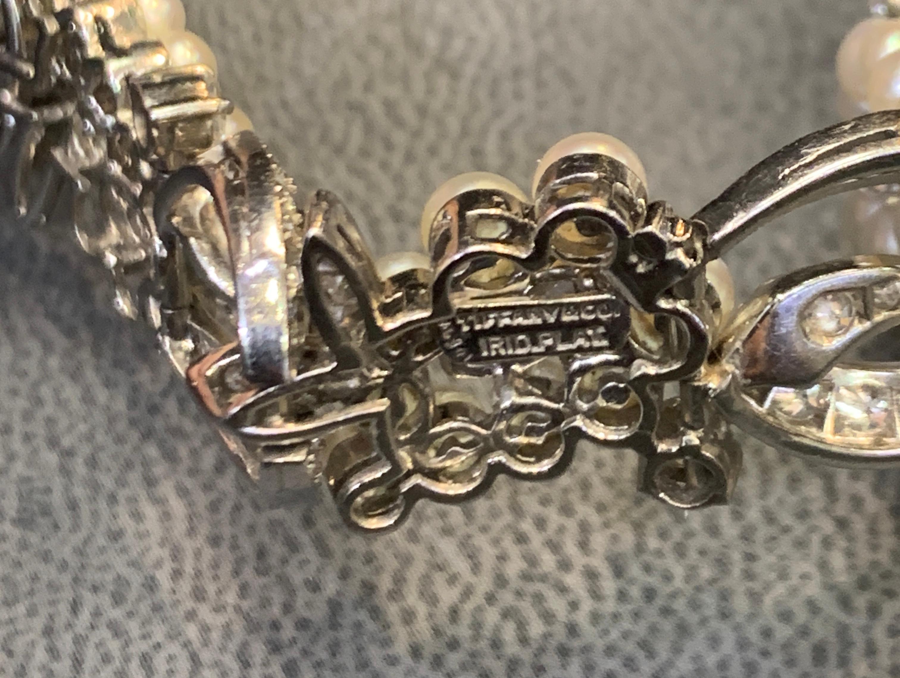 Tiffany & Co Pearl & Diamond Bracelet In Excellent Condition For Sale In New York, NY